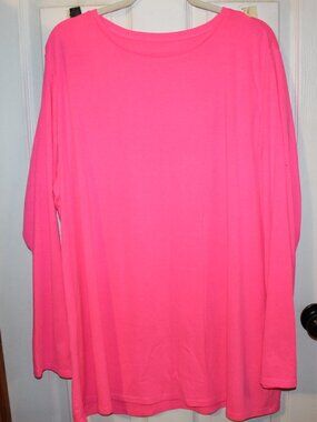 NWT Lane Bryant bright pink long sleeve tee top 26/28L